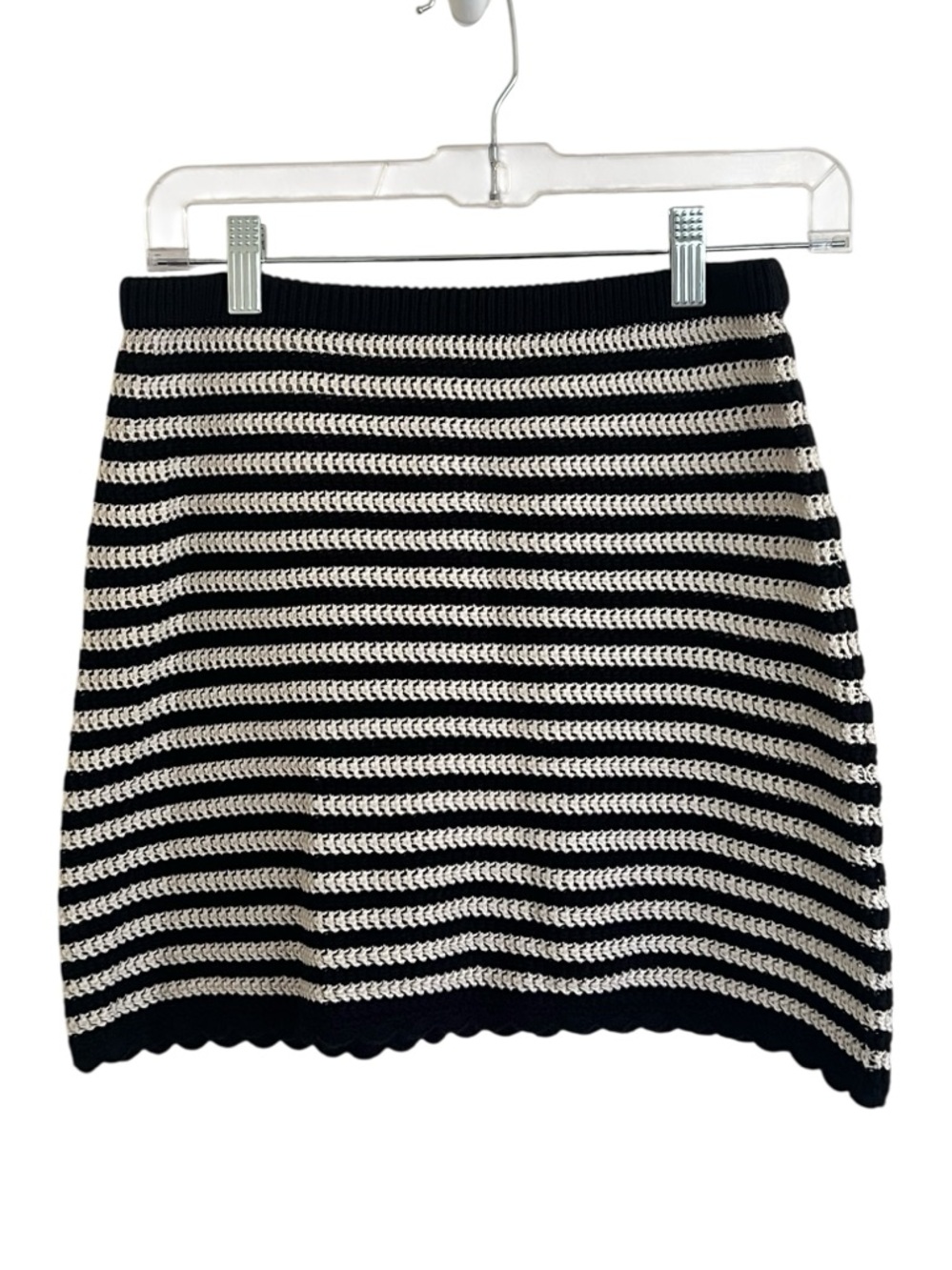 AlexaChung Navy Ivory Stripe Crochet Effect Mini Skirt NWT Small